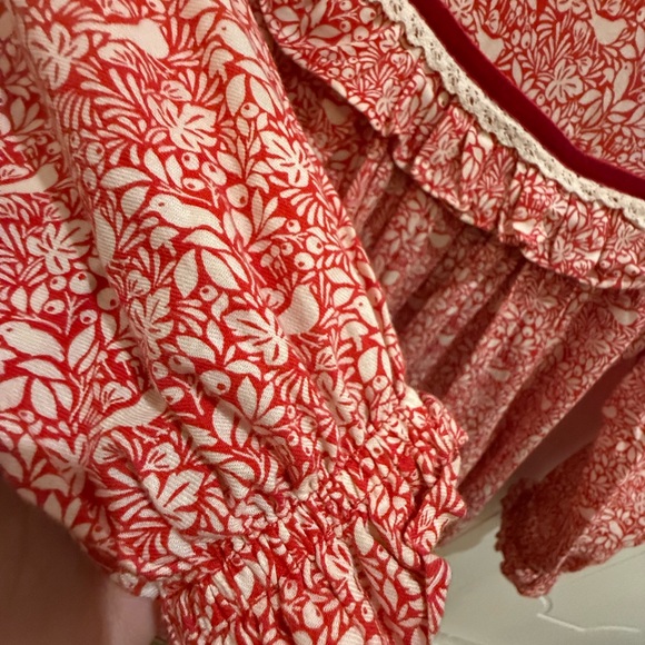 Mini Boden Red and White Smocked Sundress with Square Neck - Picture 3 of 6